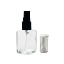 Butelka szklana perfumeryjna CLYDE 35 ml z plastikowym atomizerem i nasadką, zakręcana